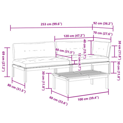 Pallet Sofa Set Brown Solid acacia wood Large Modular