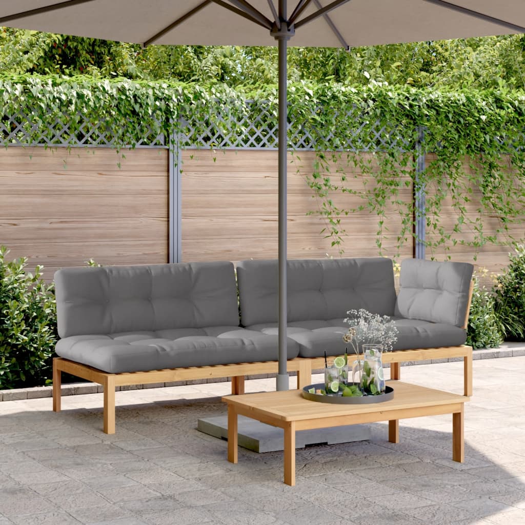 Pallet Sofa Set Brown Solid acacia wood Large Modular