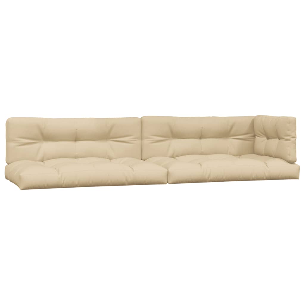 Pallet Sofa Set Beige, Natural Wood Solid Acacia wood, Polyester