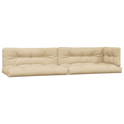 Pallet Sofa Set Beige, Natural Wood Solid Acacia wood, Polyester