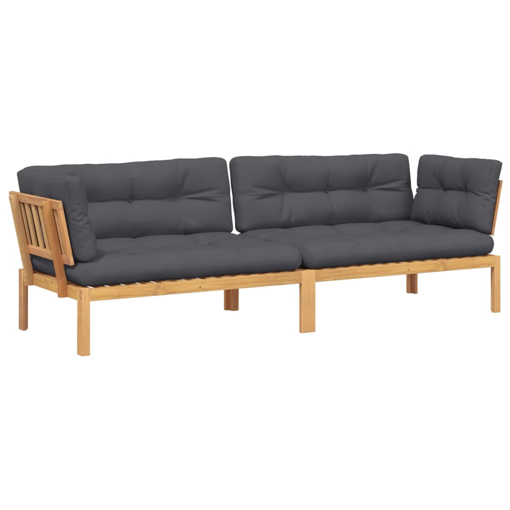 Pallet Corner Sofa Charcoal Solid Acacia Wood, 100% Polyester