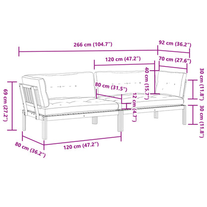 Pallet Corner Sofa Charcoal Solid Acacia Wood, 100% Polyester