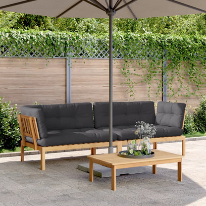 Pallet Corner Sofa Charcoal Solid Acacia Wood, 100% Polyester