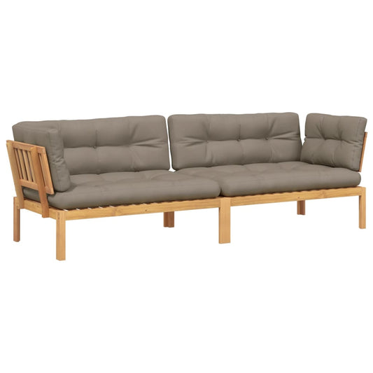 Pallet Corner Sofa Taupe Solid acacia wood Large Modular