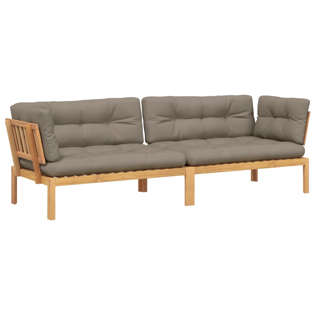 Pallet Corner Sofa Taupe Solid acacia wood Large Modular