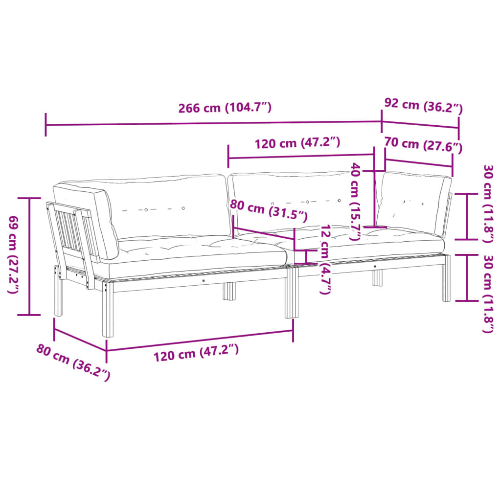 Pallet Corner Sofa Taupe Solid acacia wood Large Modular