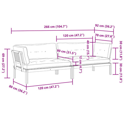 Pallet Corner Sofa Taupe Solid acacia wood Large Modular