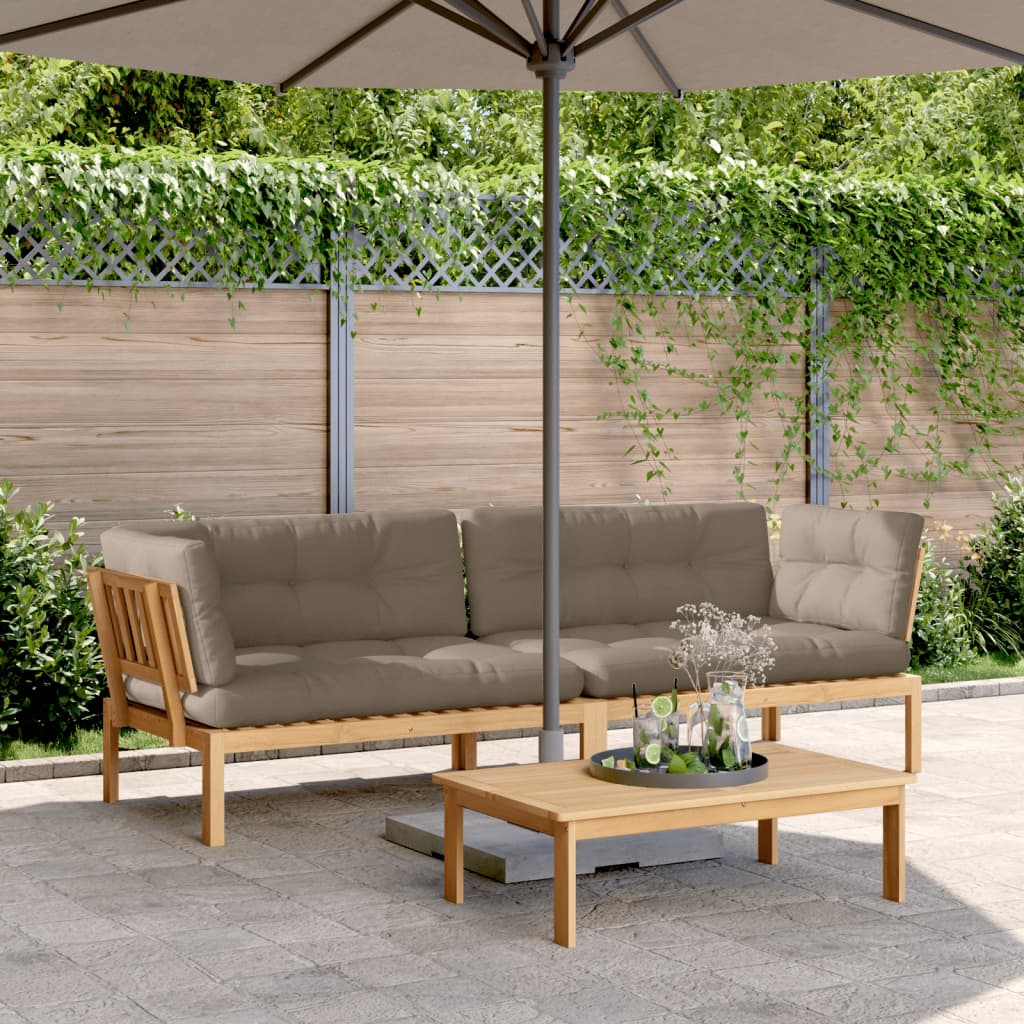 Pallet Corner Sofa Taupe Solid acacia wood Large Modular