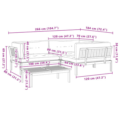 Pallet Sofa Set Natural Wood, Taupe Solid Acacia wood, Polyester