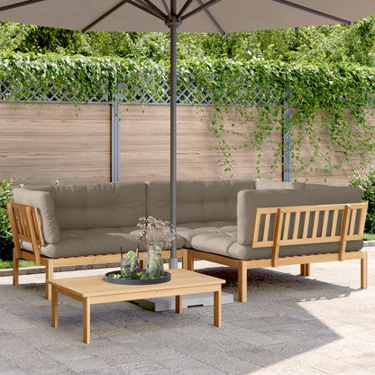 Pallet Sofa Set Natural Wood, Taupe Solid Acacia wood, Polyester