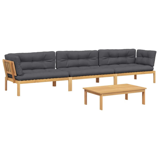 Pallet Sofa Set Anthracite Solid acacia wood Modular