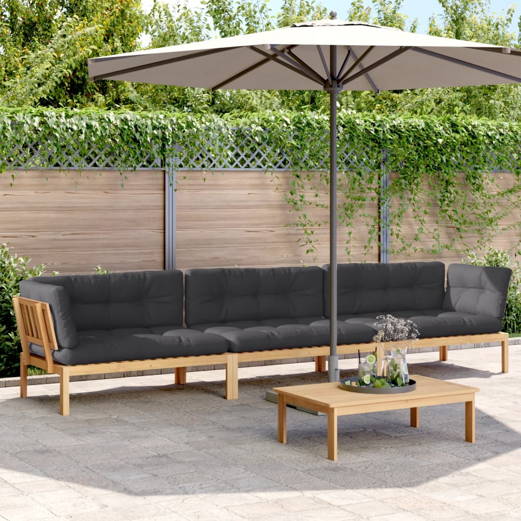 Pallet Sofa Set Anthracite Solid acacia wood Modular