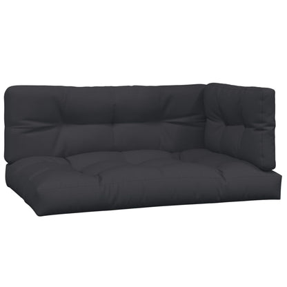 Pallet Sofa Set Acacia Wood, Black Cushions