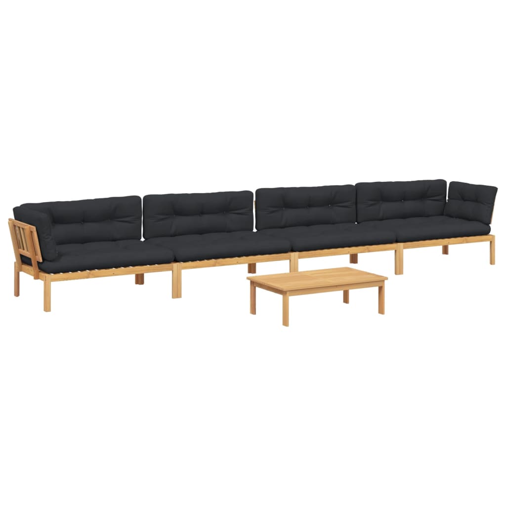Pallet Sofa Set Natural wood, Black