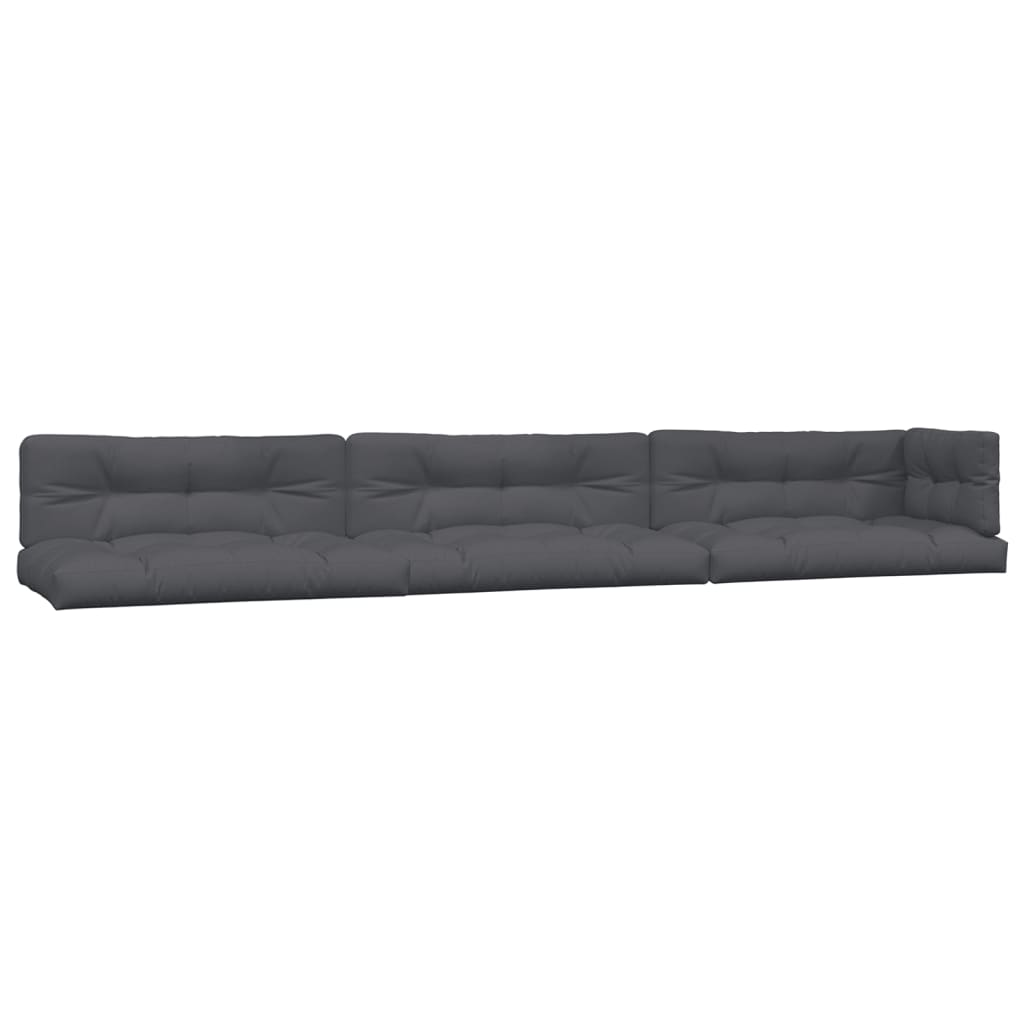 Pallet Sofa Set Anthracite Solid Acacia Wood, Polyester Large