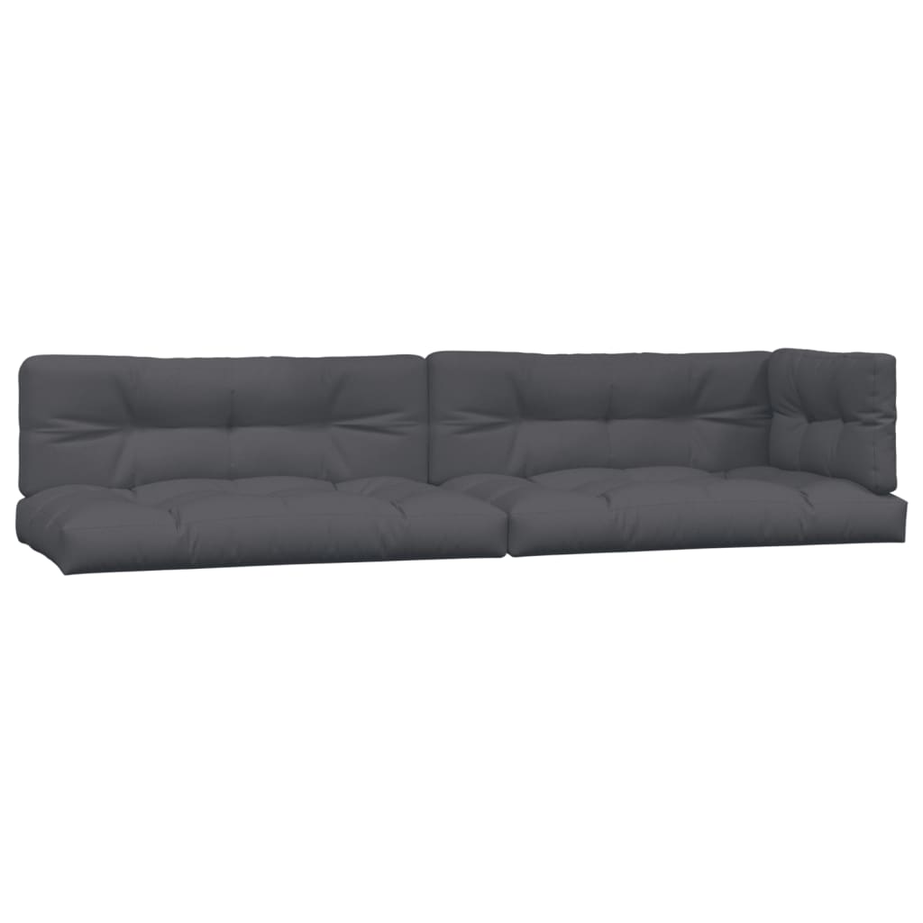Pallet Sofa Set Anthracite Solid Acacia Wood, Polyester Large