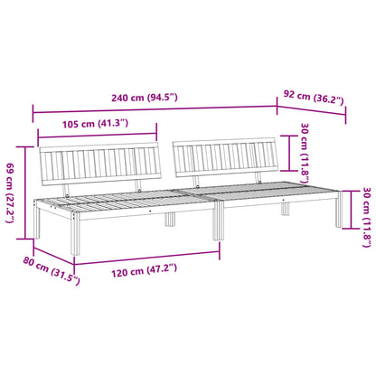 Garden Pallet Middle Sofa Natural Wood Solid acacia wood Medium