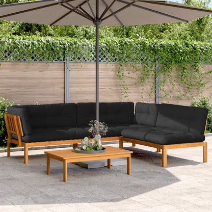 Patio Pallet Sofa Set Set of 4 Black Solid acacia wood