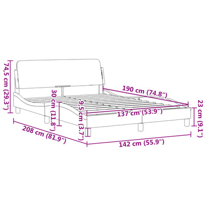 Bed Frame Black Faux leather with metal and solid pine wood Double