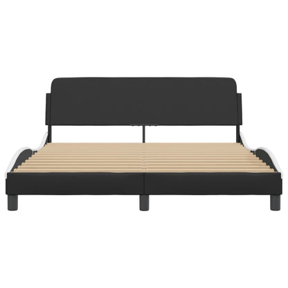 Bed Frame Black and White Faux leather Queen Modern Bed Frame