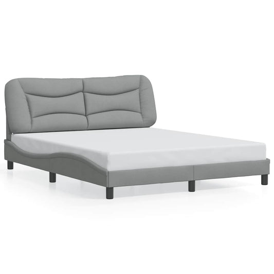 Bed Frame without Mattress "Hvar" Light Gray 59.8"x79.9" Fabric