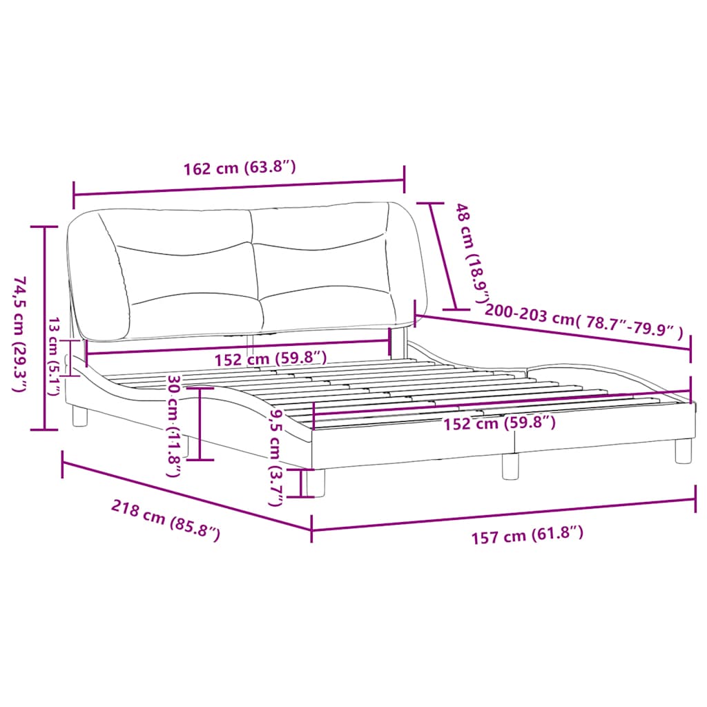 Bed Frame without Mattress "Hvar" Light Gray 59.8"x79.9" Fabric