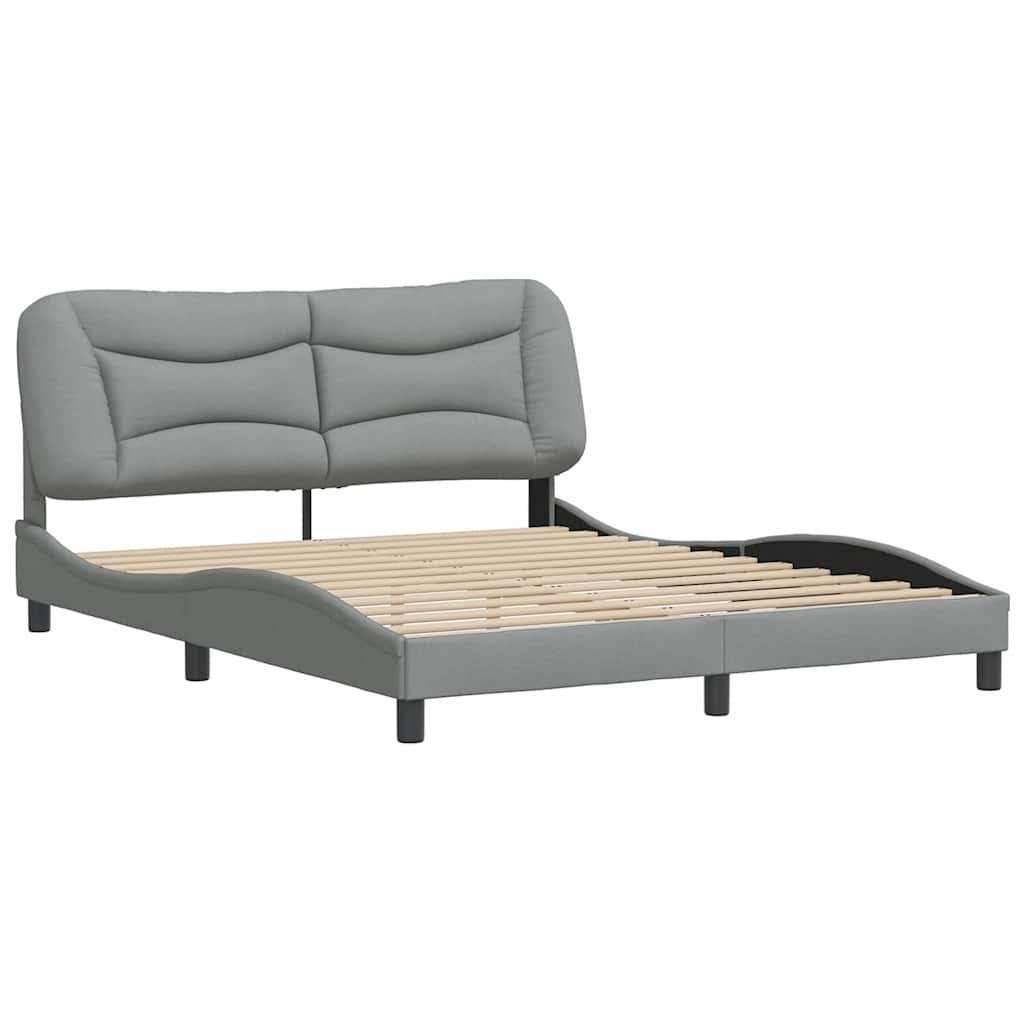 Bed Frame without Mattress "Hvar" Light Gray 59.8"x79.9" Fabric