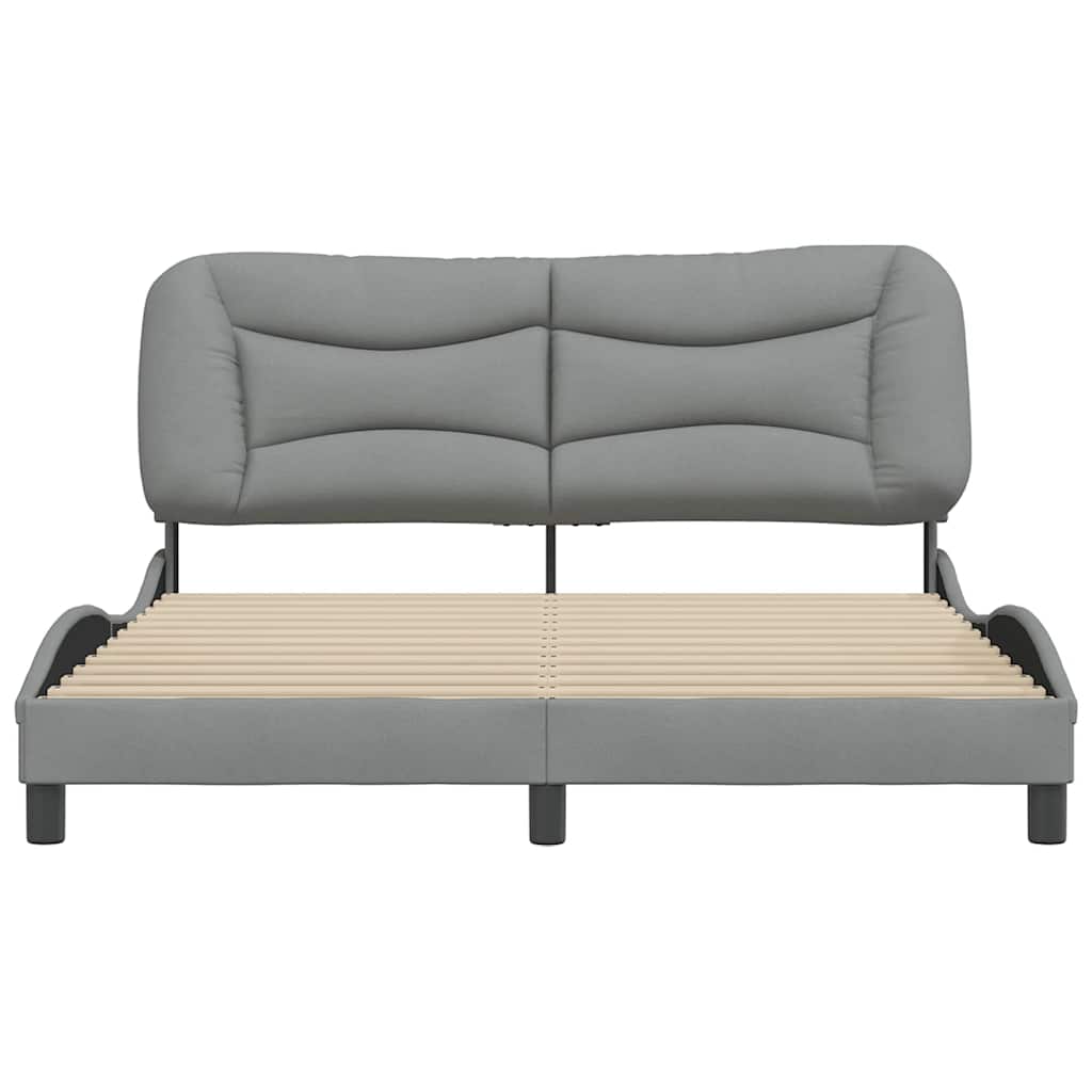 Bed Frame without Mattress "Hvar" Light Gray 59.8"x79.9" Fabric