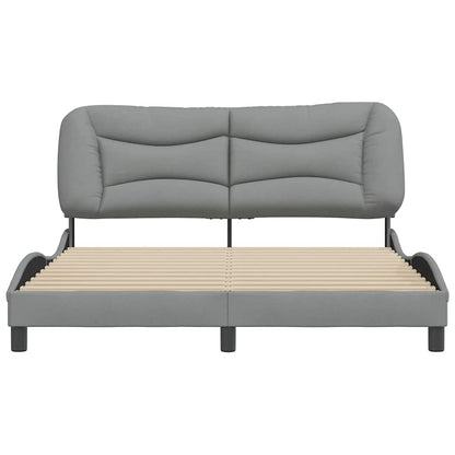 Bed Frame without Mattress "Hvar" Light Gray 59.8"x79.9" Fabric