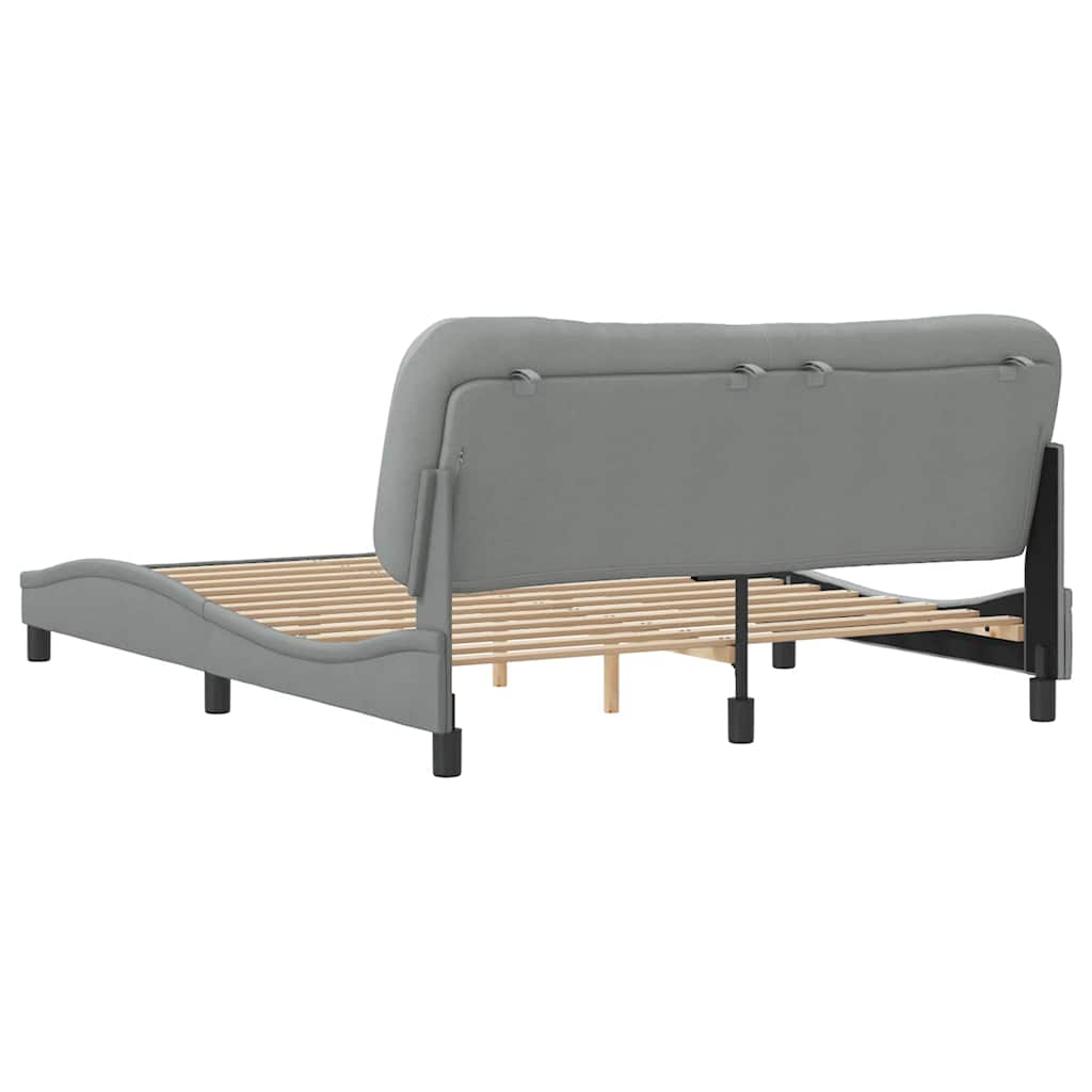 Bed Frame without Mattress "Hvar" Light Gray 59.8"x79.9" Fabric