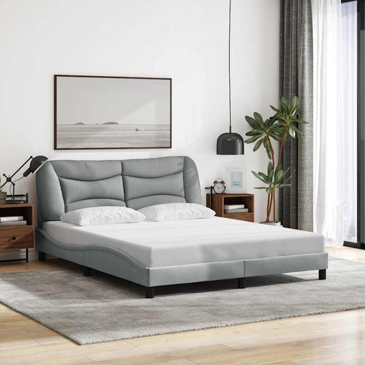 Bed Frame without Mattress "Hvar" Light Gray 59.8"x79.9" Fabric