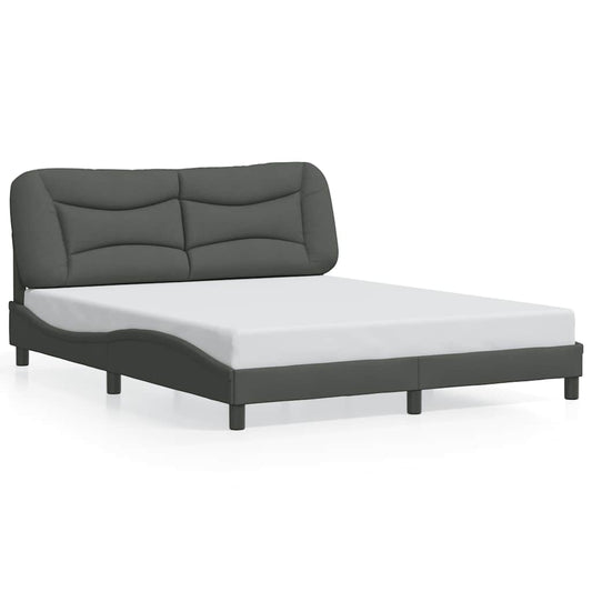 Bed Frame Dark Grey Polyester Queen Decorative Inlays Bed Frame
