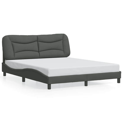 Bed Frame Dark Grey Polyester Queen Decorative Inlays Bed Frame