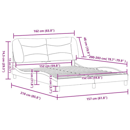 Bed Frame Dark Grey Polyester Queen Decorative Inlays Bed Frame