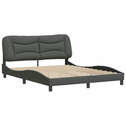 Bed Frame Dark Grey Polyester Queen Decorative Inlays Bed Frame