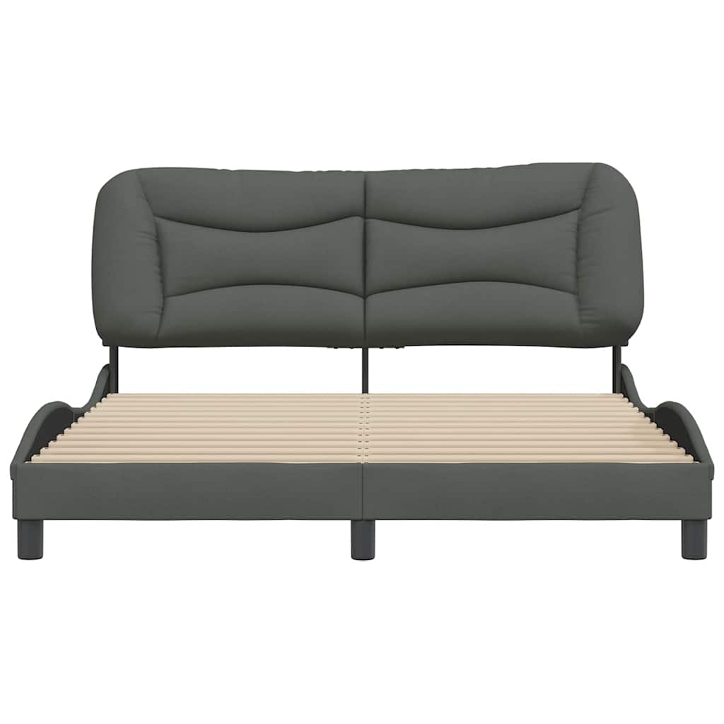 Bed Frame Dark Grey Polyester Queen Decorative Inlays Bed Frame