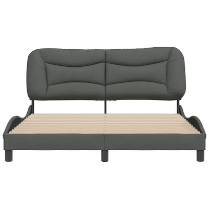 Bed Frame Dark Grey Polyester Queen Decorative Inlays Bed Frame