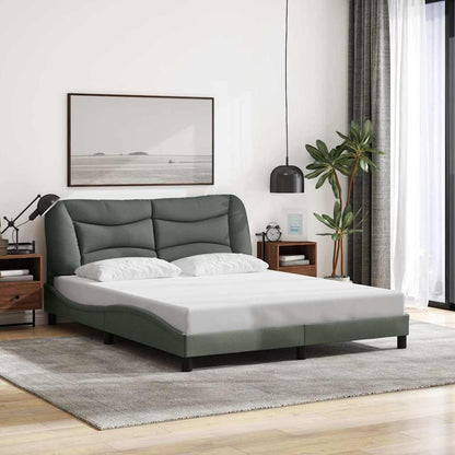 Bed Frame Dark Grey Polyester Queen Decorative Inlays Bed Frame