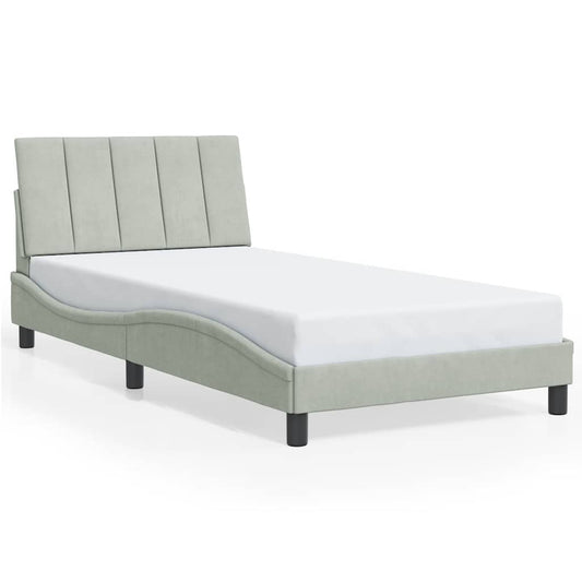 Bed Frame Light grey Velvet Twin Appealing Design Bed Frame
