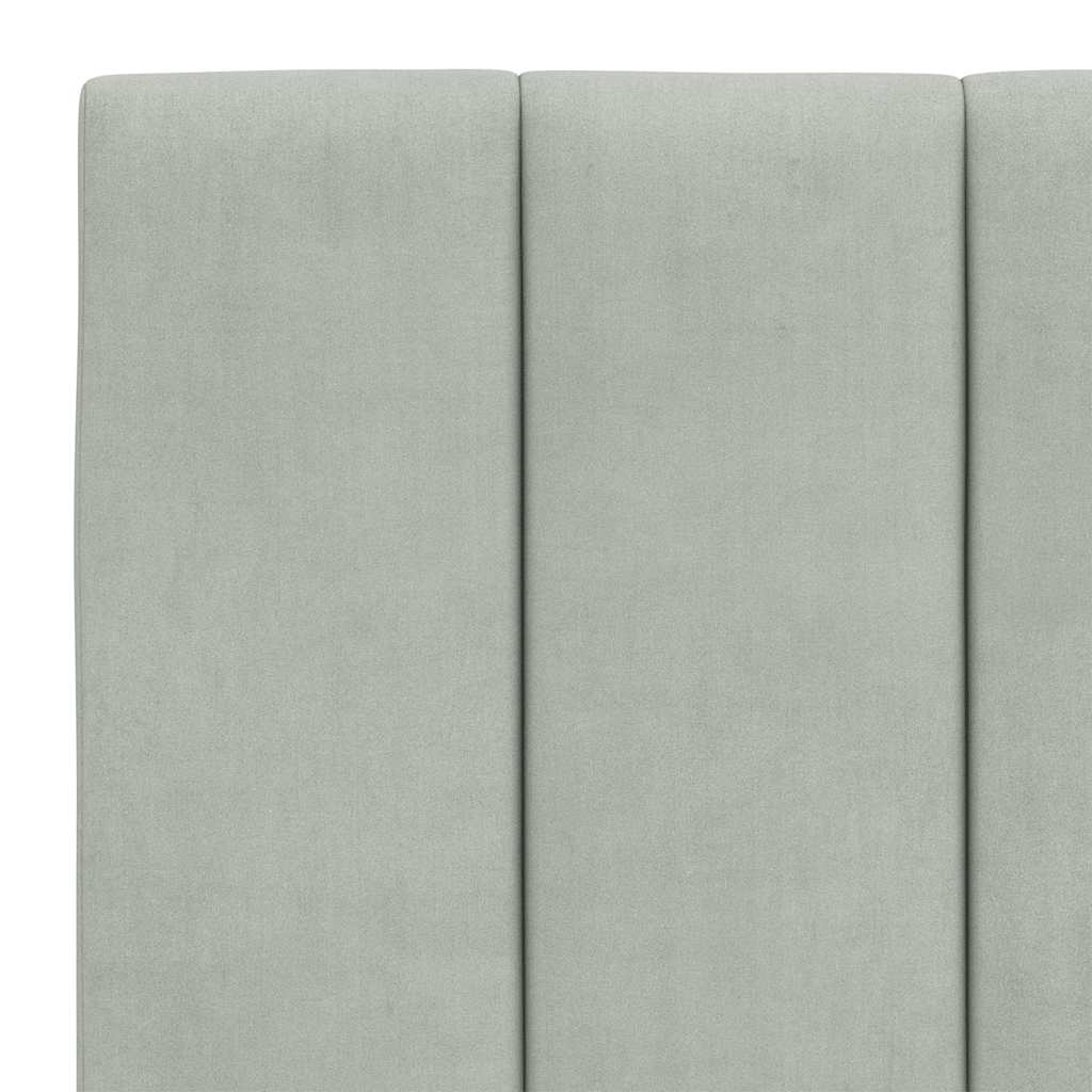 Bed Frame Light Grey Velvet, Metal, Solid Pine Wood, Plywood