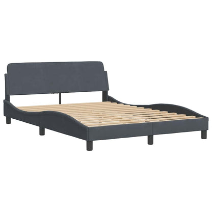 Bed Frame without Mattress "Hanko" Dark Gray 53.9"x74.8" Velvet