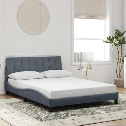 Bed Frame without Mattress "Hanko" Dark Gray 53.9"x74.8" Velvet
