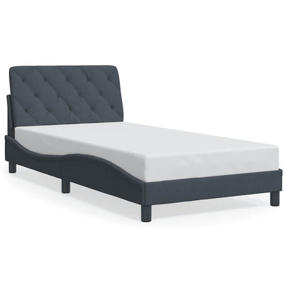 Bed Frame Dark Grey Velvet Twin Bed Frame Rectangular Modern