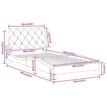 Bed Frame Dark Grey Velvet Twin Bed Frame Rectangular Modern