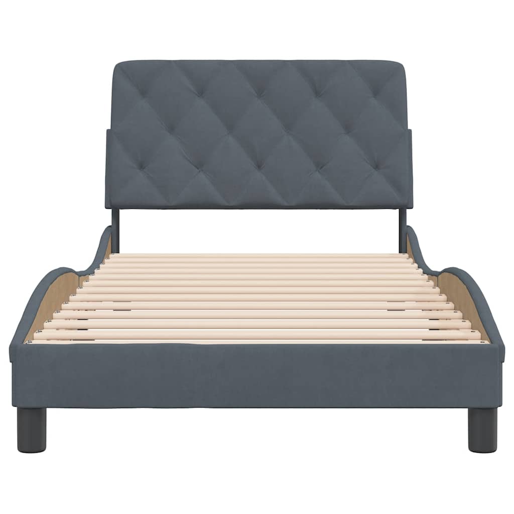 Bed Frame Dark Grey Velvet Twin Bed Frame Rectangular Modern