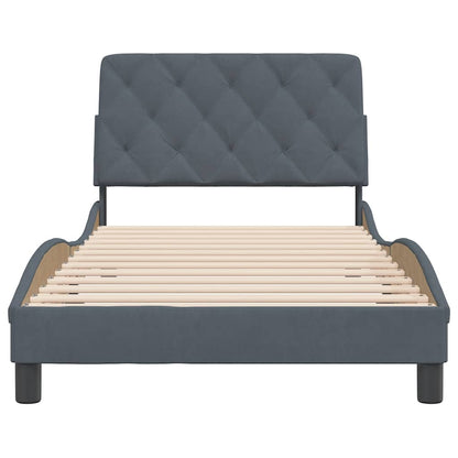 Bed Frame Dark Grey Velvet Twin Bed Frame Rectangular Modern