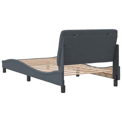 Bed Frame Dark Grey Velvet Twin Bed Frame Rectangular Modern