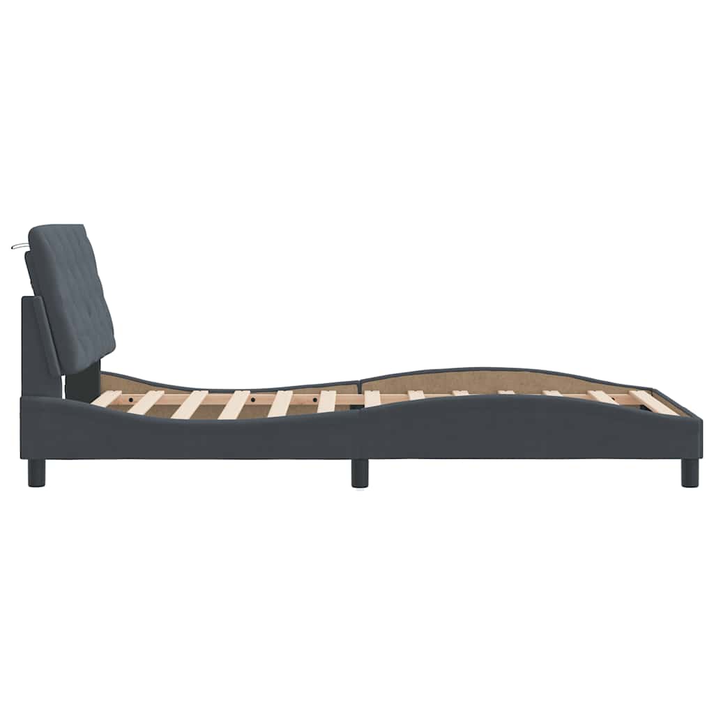 Bed Frame Dark Grey Velvet Twin Bed Frame Rectangular Modern