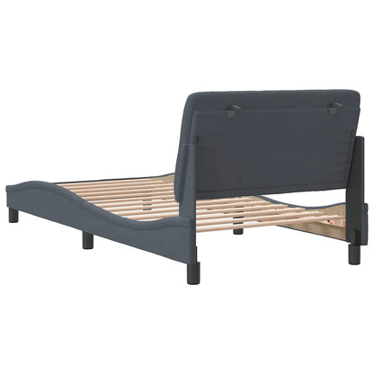 Bed Frame Dark grey Velvet, metal, solid pine wood, plywood Single