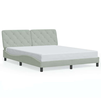 Bed Frame Light Grey Velvet Queen Bed Frame Rectangular